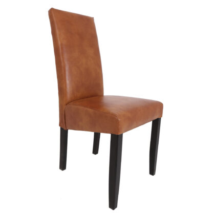Scaun Olivia, piele ecologica, cadru wenge, culoare cognac, 47x100x60 cm