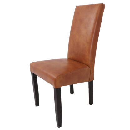 Scaun Olivia, piele ecologica, cadru wenge, culoare cognac, 47x100x60 cm - imagine 3