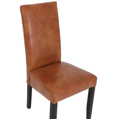 Scaun Olivia, piele ecologica, cadru wenge, culoare cognac, 47x100x60 cm - imagine 2