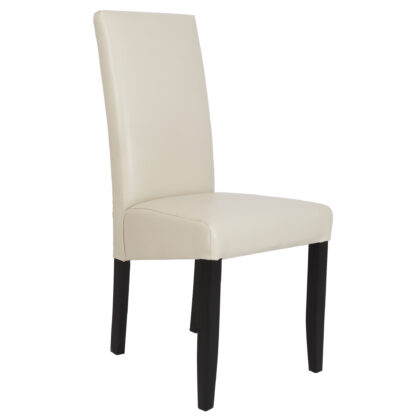 Scaun Olivia, piele ecologica, cadru wenge, culoare crem, 47x100x60 cm