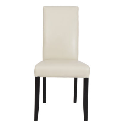 Scaun Olivia, piele ecologica, cadru wenge, culoare crem, 47x100x60 cm - imagine 3