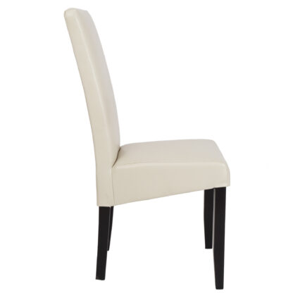 Scaun Olivia, piele ecologica, cadru wenge, culoare crem, 47x100x60 cm - imagine 2