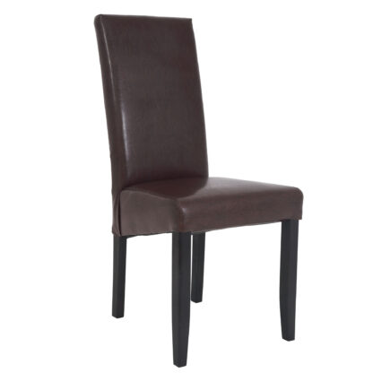 Scaun Olivia, piele ecologica, cadru wenge, culoare maro, 47x100x60 cm