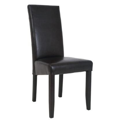 Scaun Olivia, piele ecologica, cadru wenge, culoare wenge, 47x100x60 cm