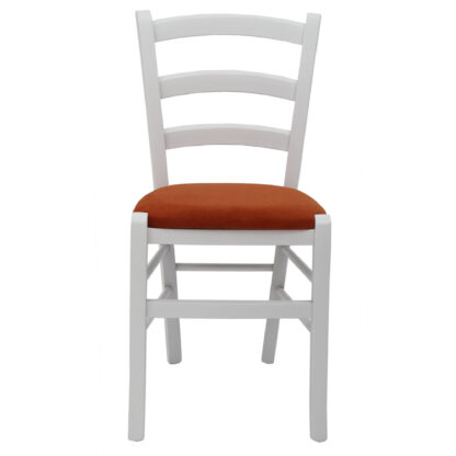 Scaun Paesana, cadru alb, caramiziu, stofa K, 43x88x45 cm - imagine 3