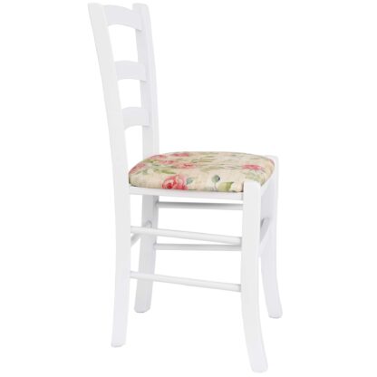Scaun Paesana, cadru alb, Trandafiri vintage, stofa, 43x88x45 cm - imagine 4
