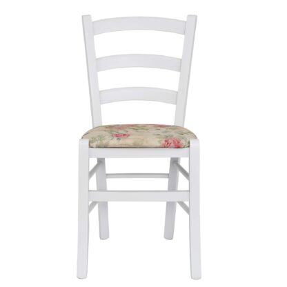 Scaun Paesana, cadru alb, Trandafiri vintage, stofa, 43x88x45 cm - imagine 5