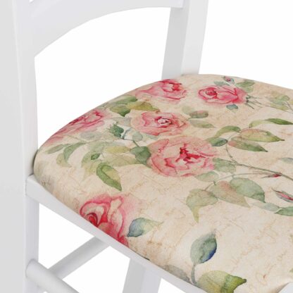 Scaun Paesana, cadru alb, Trandafiri vintage, stofa, 43x88x45 cm - imagine 2