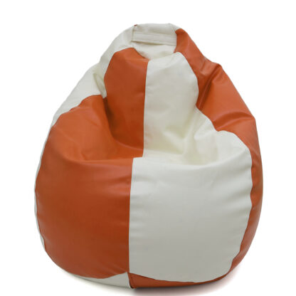 Fotoliu tip para Mara, Big Bean Bag, alb-portocaliu, imitatie piele, 74 cm - imagine 2