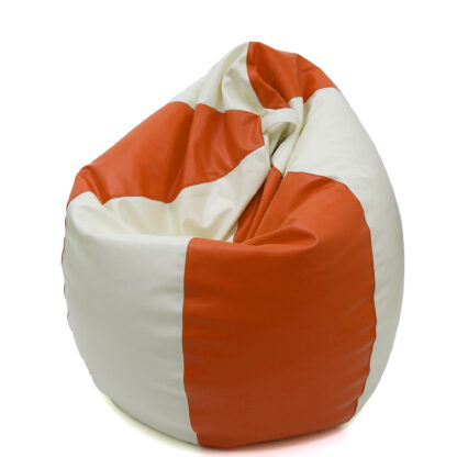 Fotoliu tip para Mara, Big Bean Bag, alb-portocaliu, imitatie piele, 74 cm - imagine 4