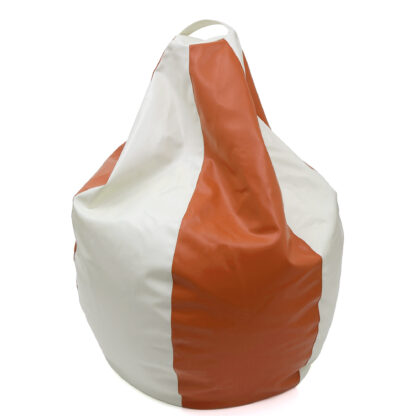 Fotoliu tip para Mara, Big Bean Bag, alb-portocaliu, imitatie piele, 74 cm