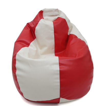 Fotoliu tip para Mara, Big Bean Bag, alb-rosu, imitatie piele, 74 cm - imagine 2