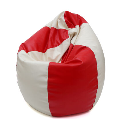 Fotoliu tip para Mara, Big Bean Bag, alb-rosu, imitatie piele, 74 cm - imagine 3