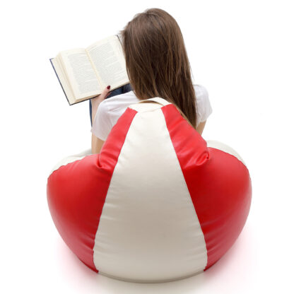 Fotoliu tip para Mara, Big Bean Bag, alb-rosu, imitatie piele, 74 cm - imagine 6