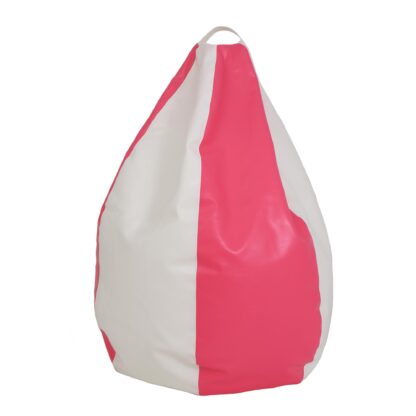 Fotoliu tip para Mara, Big Bean Bag, alb-roz, imitatie piele, 74 cm