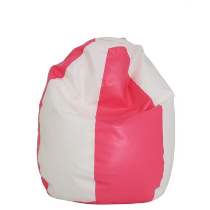 Fotoliu tip para Mara, Big Bean Bag, alb-roz, imitatie piele, 74 cm - imagine 5