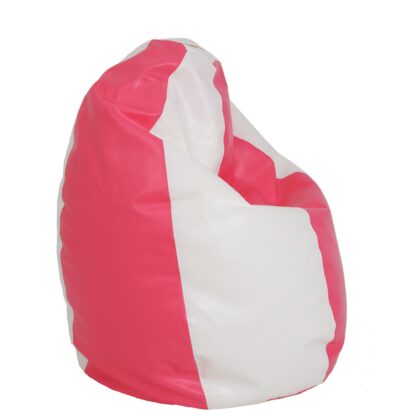 Fotoliu tip para Mara, Big Bean Bag, alb-roz, imitatie piele, 74 cm - imagine 4