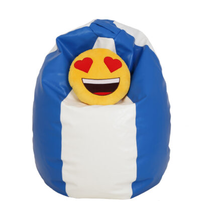 Fotoliu tip para Mara, Big Bean Bag, alb-albastru, imitatie piele, 74 cm - imagine 5