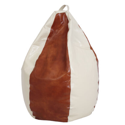 Fotoliu tip para Mara, Big Bean Bag, crem-cognac, imitatie piele, 74 cm