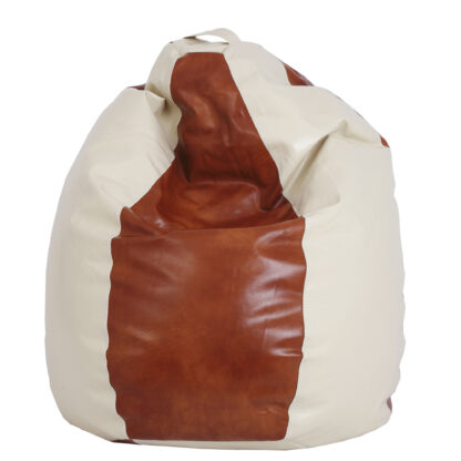 Fotoliu tip para Mara, Big Bean Bag, crem-cognac, imitatie piele, 74 cm - imagine 2