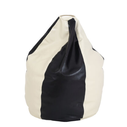 Fotoliu tip para Mara, Big Bean Bag, crem-negru, imitatie piele, 74 cm