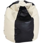 Fotoliu tip para Mara, Big Bean Bag, crem-negru, imitatie piele, 74 cm - imagine 3