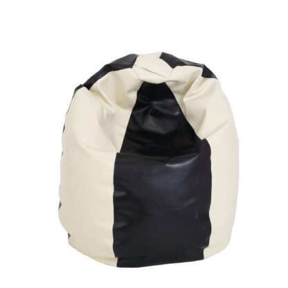 Fotoliu tip para Mara, Big Bean Bag, crem-negru, imitatie piele, 74 cm - imagine 3