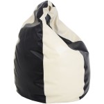 Fotoliu tip para Mara, Big Bean Bag, crem-negru, imitatie piele, 74 cm - imagine 2
