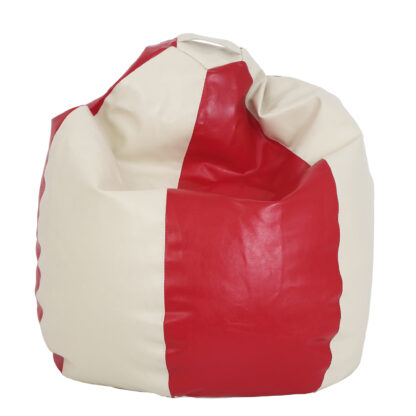 Fotoliu tip para Mara, Big Bean Bag, crem-rosu, imitatie piele, 74 cm - imagine 4
