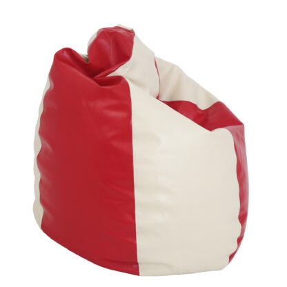 Fotoliu tip para Mara, Big Bean Bag, crem-rosu, imitatie piele, 74 cm - imagine 3