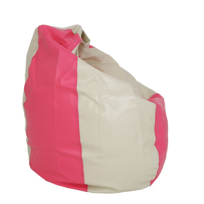 Fotoliu tip para Mara, Big Bean Bag, crem-roz, imitatie piele, 74 cm - imagine 4