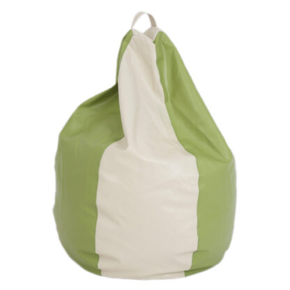 Fotoliu tip para Mara, Big Bean Bag, crem-verde, imitatie piele, 74 cm