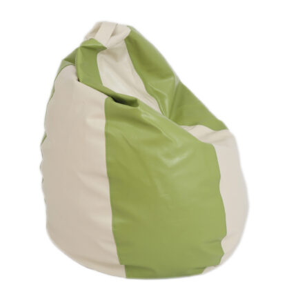 Fotoliu tip para Mara, Big Bean Bag, crem-verde, imitatie piele, 74 cm - imagine 2