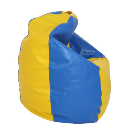 Fotoliu tip para Mara, Big Bean Bag, albastru-galben, imitatie piele, 74 cm