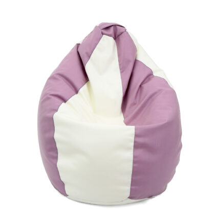 Fotoliu tip para Mara, Big Bean Bag, crem-mov, imitatie piele, 74 cm - imagine 5