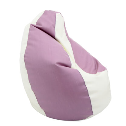 Fotoliu tip para Mara, Big Bean Bag, crem-mov, imitatie piele, 74 cm - imagine 4