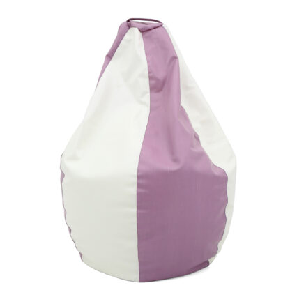 Fotoliu tip para Mara, Big Bean Bag, crem-mov, imitatie piele, 74 cm