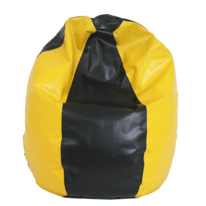 Fotoliu tip para Mara, Big Bean Bag, galben-negru, imitatie piele, 74 cm - imagine 3