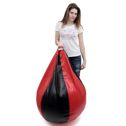 Fotoliu tip para Mara, Big Bean Bag, rosu-negru, imitatie piele, 74 cm - imagine 3