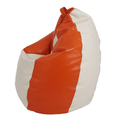 Fotoliu tip para Mara, Big Bean Bag, crem-portocaliu, imitatie piele, 74 cm - imagine 4