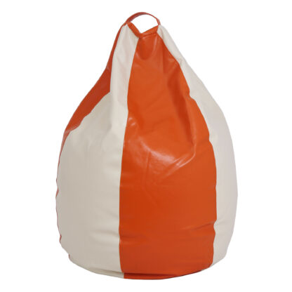 Fotoliu tip para Mara, Big Bean Bag, crem-portocaliu, imitatie piele, 74 cm