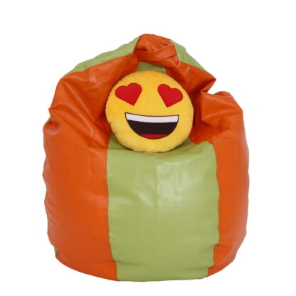 Fotoliu tip para Mara, Big Bean Bag, verde-portocaliu, imitatie piele, 74 cm - imagine 3