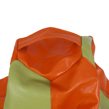Fotoliu tip para Mara, Big Bean Bag, verde-portocaliu, imitatie piele, 74 cm - imagine 5