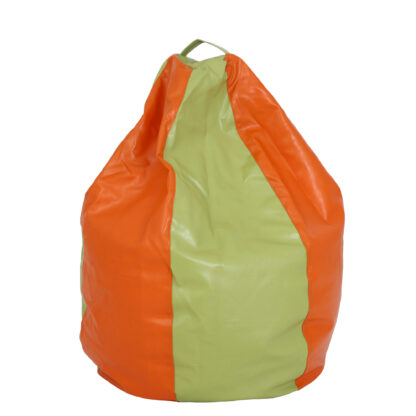 Fotoliu tip para Mara, Big Bean Bag, verde-portocaliu, imitatie piele, 74 cm