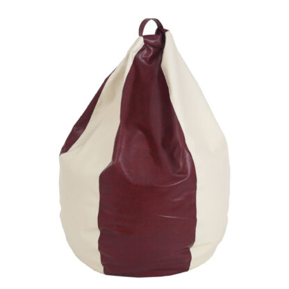 Fotoliu tip para Mara, Big Bean Bag, crem-visiniu, imitatie piele, 74 cm
