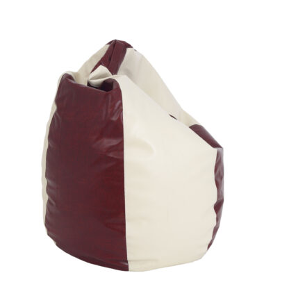 Fotoliu tip para Mara, Big Bean Bag, crem-visiniu, imitatie piele, 74 cm - imagine 4