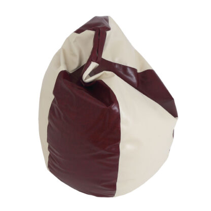 Fotoliu tip para Mara, Big Bean Bag, crem-visiniu, imitatie piele, 74 cm - imagine 5