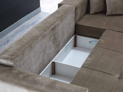 Coltar Relaxa, maro, 270x150x90 cm, extensibil cu lada - imagine 5