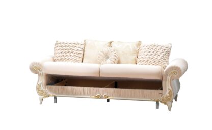 Canapea extensibila Sehrazat cu 2 locuri, 199x94x91 cm, culoare bej, material stofa - imagine 2