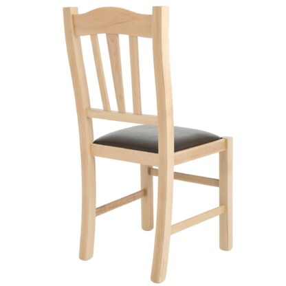 Scaun Silvana tapitat, cadru natur, imitatie piele maro, 96x44x49 cm - imagine 3